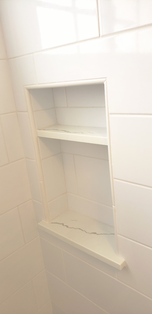 Bathroom Remodel, Shower Niche, Custom Tilework, Residential Remodel, Home Construction